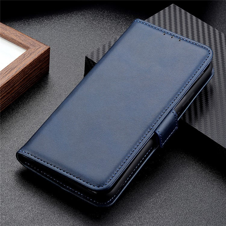 For Google Pixel 7 Textured PU Leather Case Wallet Stand Function Shockproof Soft TPU Case with Dual Magnetic Clasp - Blue