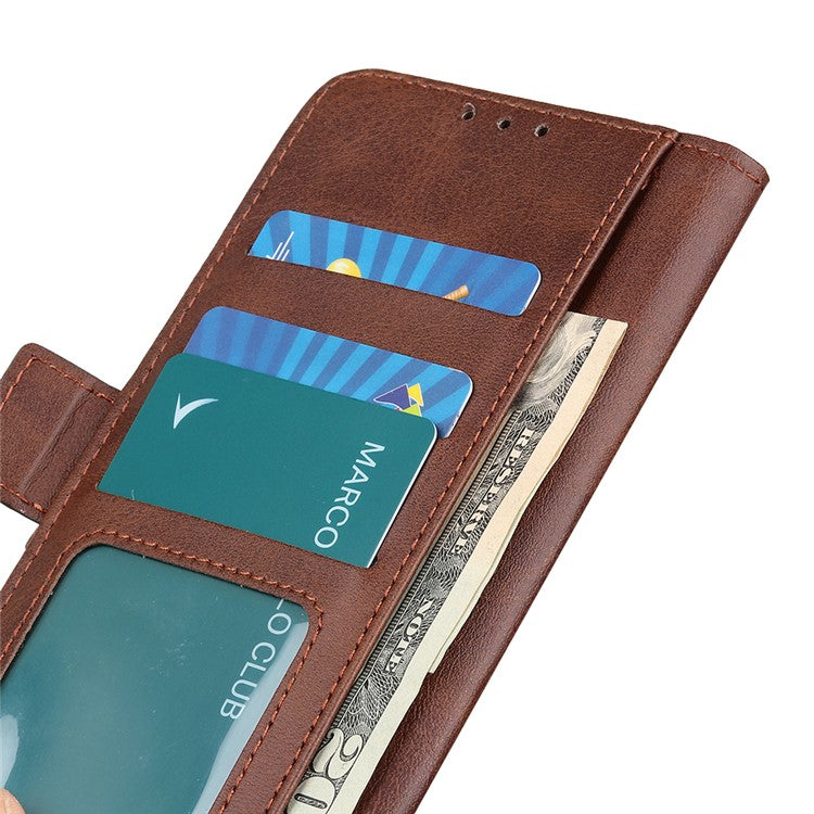 For Google Pixel 7 Textured PU Leather Case Wallet Stand Function Shockproof Soft TPU Case with Dual Magnetic Clasp - Brown