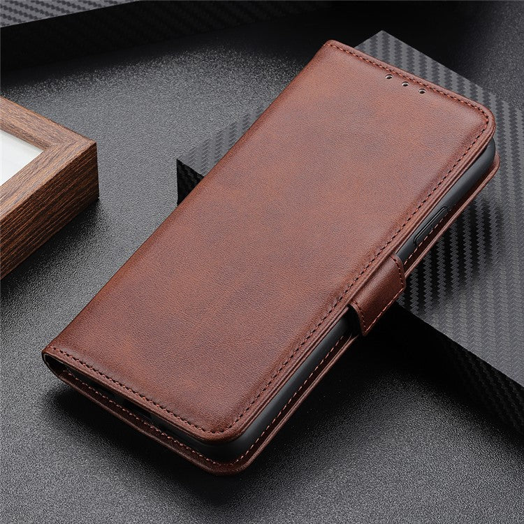 For Google Pixel 7 Textured PU Leather Case Wallet Stand Function Shockproof Soft TPU Case with Dual Magnetic Clasp - Brown