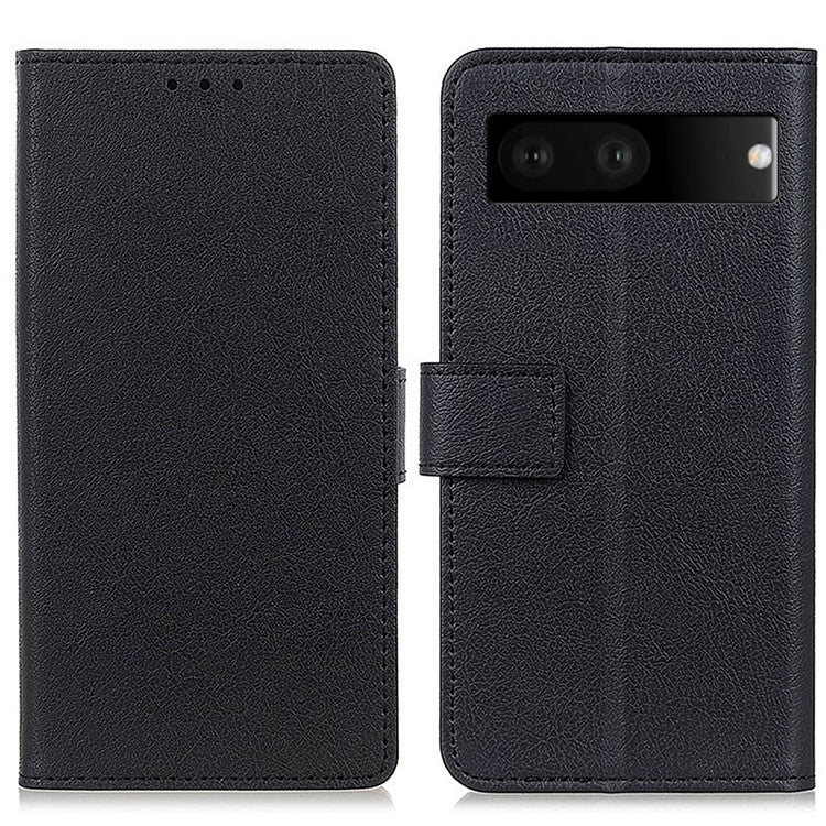 For Google Pixel 7 Wallet Flip Cover PU Leather Folio Adjustable Stand Magnetic Closure Protective Case - Black