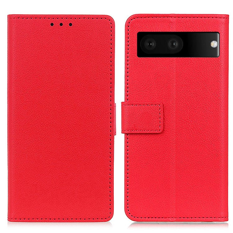 For Google Pixel 7 Wallet Flip Cover PU Leather Folio Adjustable Stand Magnetic Closure Protective Case - Red