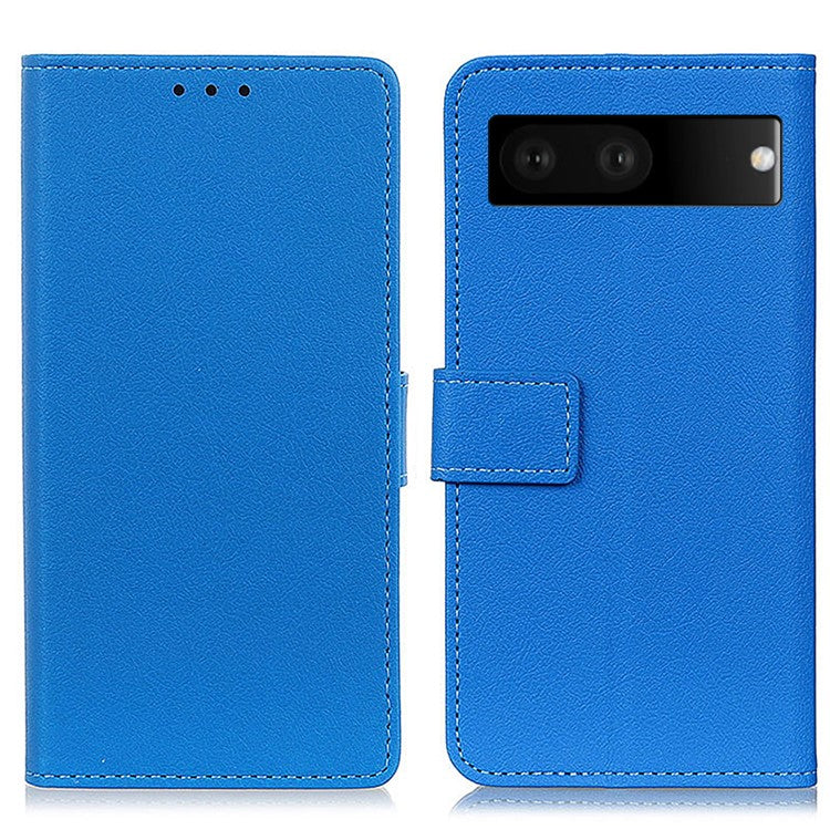 For Google Pixel 7 Wallet Flip Cover PU Leather Folio Adjustable Stand Magnetic Closure Protective Case - Blue