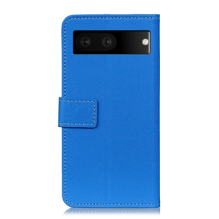 For Google Pixel 7 Wallet Flip Cover PU Leather Folio Adjustable Stand Magnetic Closure Protective Case - Blue