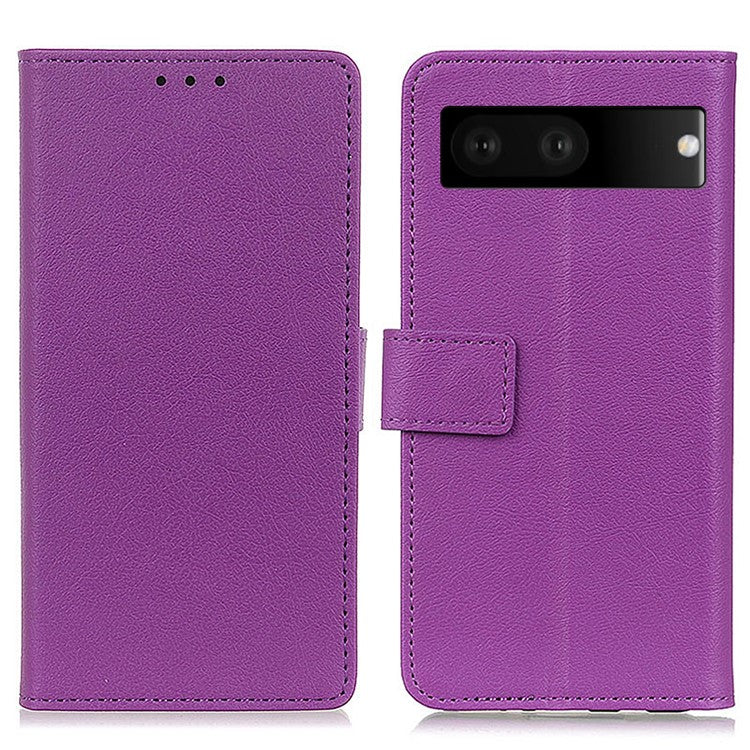 For Google Pixel 7 Wallet Flip Cover PU Leather Folio Adjustable Stand Magnetic Closure Protective Case - Purple