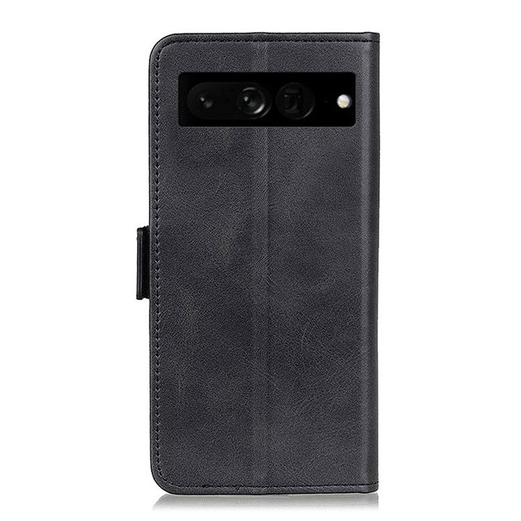 For Google Pixel 7 Pro 5G Stand Folio Design Wallet Flip Cover Textured PU Leather Case Shockproof TPU Inner Shell Phone Case - Black