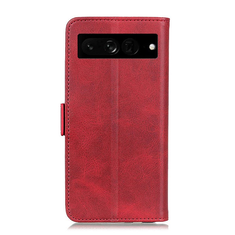 For Google Pixel 7 Pro 5G Stand Folio Design Wallet Flip Cover Textured PU Leather Case Shockproof TPU Inner Shell Phone Case - Red