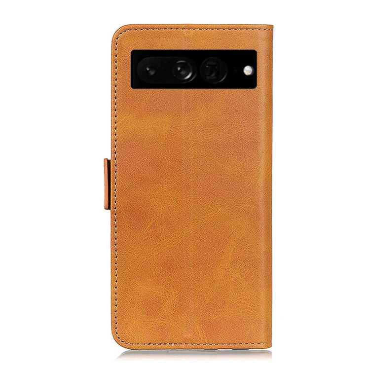 For Google Pixel 7 Pro 5G Stand Folio Design Wallet Flip Cover Textured PU Leather Case Shockproof TPU Inner Shell Phone Case - Yellow