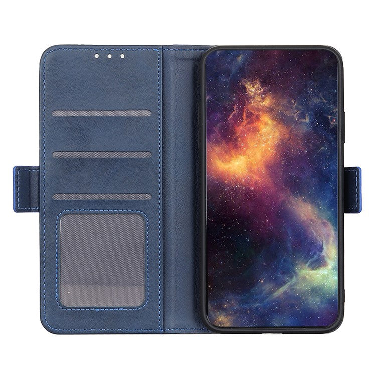 For Google Pixel 7 Pro 5G Stand Folio Design Wallet Flip Cover Textured PU Leather Case Shockproof TPU Inner Shell Phone Case - Blue