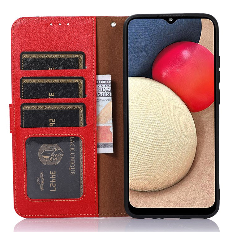 KHAZNEH For Google Pixel 7 Pro 5G Anti-scratch Phone Shell Litchi Texture Wallet Cover RFID Blocking PU Leather Stand Case with Strap - Red