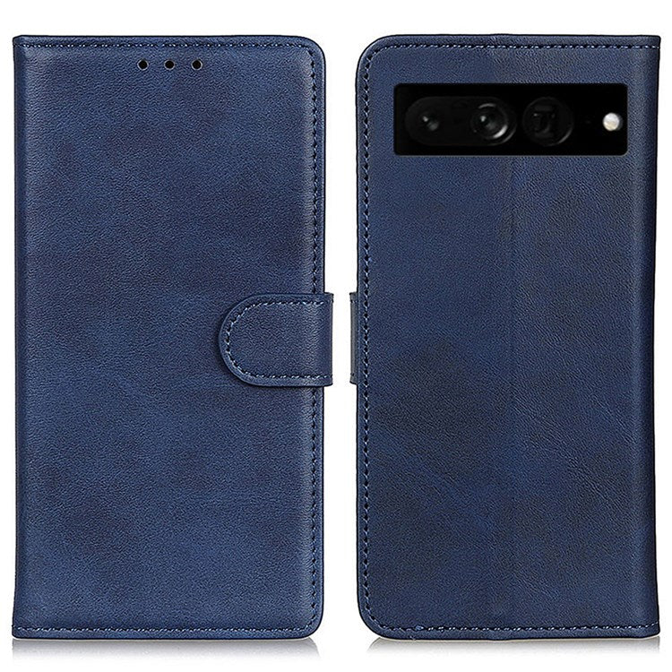 For Google Pixel 7 Pro 5G Foldable Drop-proof Stand Function Leather Wallet Case Magnetic Closing Phone Shell - Blue