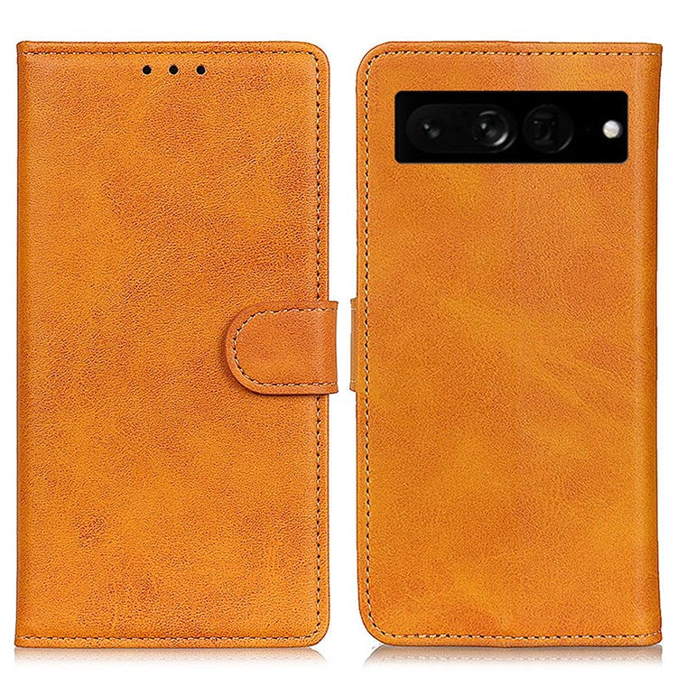 For Google Pixel 7 Pro 5G Foldable Drop-proof Stand Function Leather Wallet Case Magnetic Closing Phone Shell - Brown