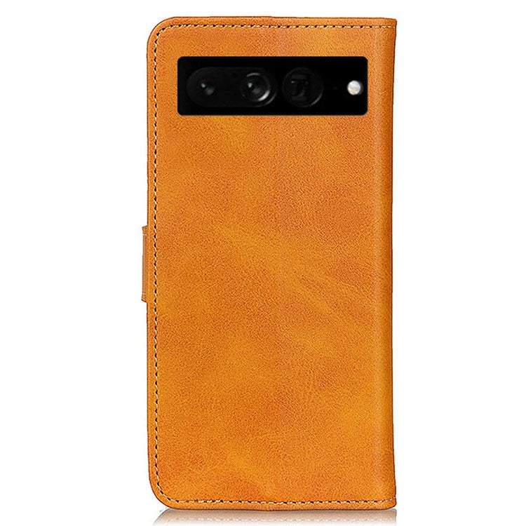 For Google Pixel 7 Pro 5G Foldable Drop-proof Stand Function Leather Wallet Case Magnetic Closing Phone Shell - Brown