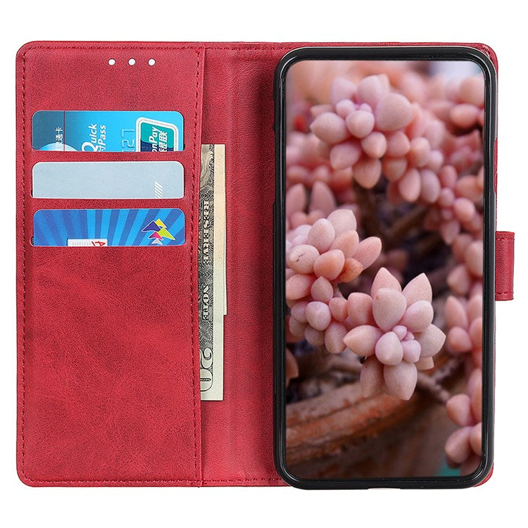 For Google Pixel 7 Pro 5G Foldable Drop-proof Stand Function Leather Wallet Case Magnetic Closing Phone Shell - Red