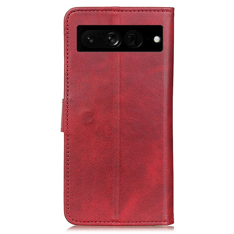 For Google Pixel 7 Pro 5G Foldable Drop-proof Stand Function Leather Wallet Case Magnetic Closing Phone Shell - Red