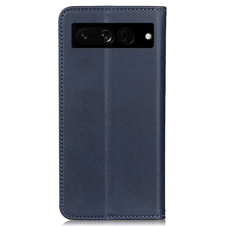 For Google Pixel 7 Pro 5G Magnetic Auto-absorbed Phone Cover Split Leather Stand Wallet Protective Case - Blue