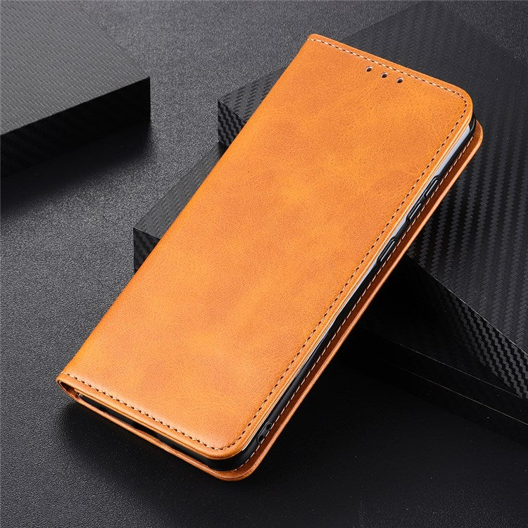 For Google Pixel 7 Pro 5G Magnetic Auto-absorbed Phone Cover Split Leather Stand Wallet Protective Case - Brown