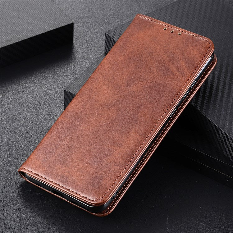 For Google Pixel 7 Pro 5G Magnetic Auto-absorbed Phone Cover Split Leather Stand Wallet Protective Case - Coffee