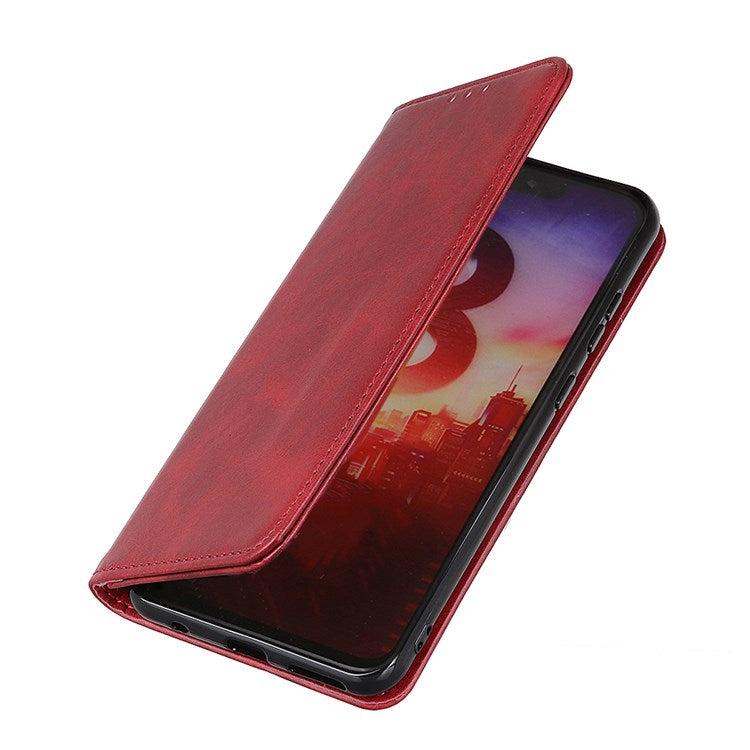 For Google Pixel 7 Pro 5G Magnetic Auto-absorbed Phone Cover Split Leather Stand Wallet Protective Case - Red