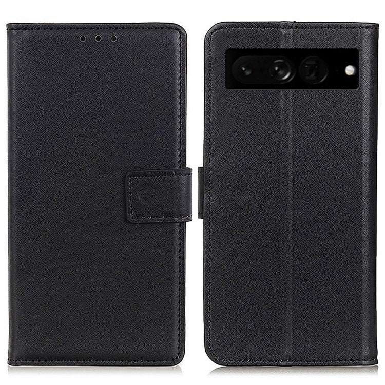 For Google Pixel 7 Pro 5G PU Leather Wallet Cover Magnetic Clasp Foldable Stand Case - Black