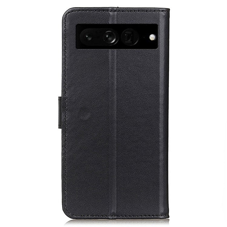 For Google Pixel 7 Pro 5G PU Leather Wallet Cover Magnetic Clasp Foldable Stand Case - Black