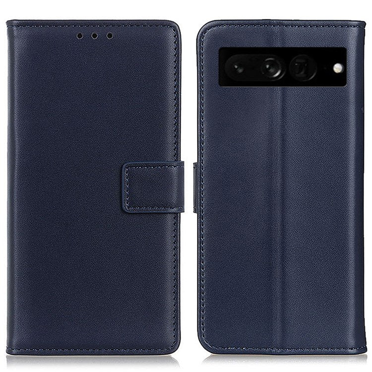 For Google Pixel 7 Pro 5G PU Leather Wallet Cover Magnetic Clasp Foldable Stand Case - Blue