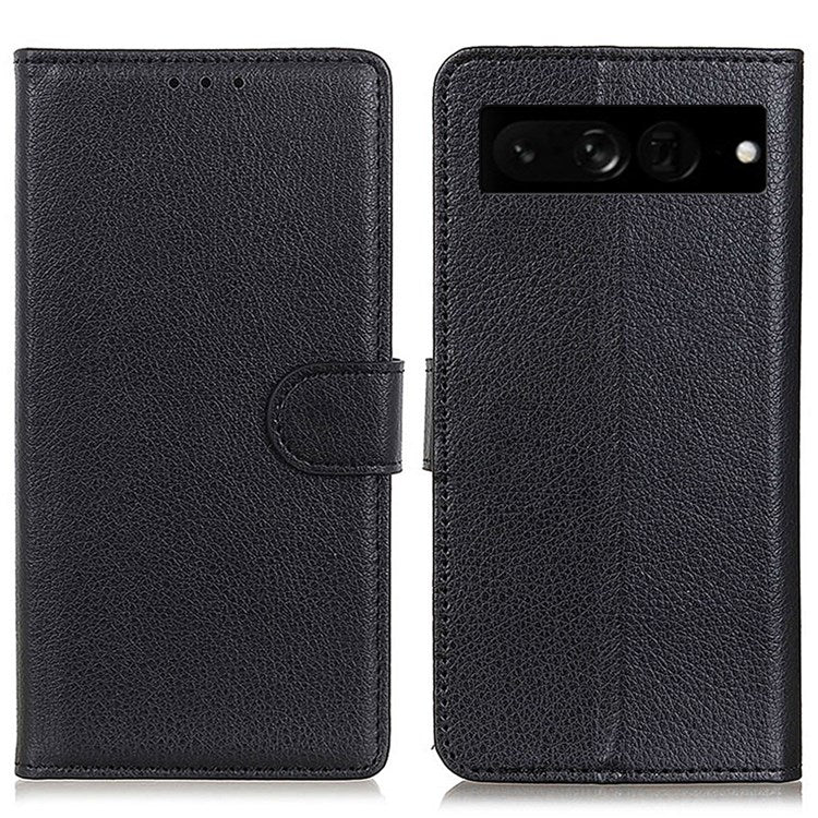 For Google Pixel 7 Pro 5G Anti-scratch Litchi Texture Case PU Leather Wallet Stand Phone Cover - Black