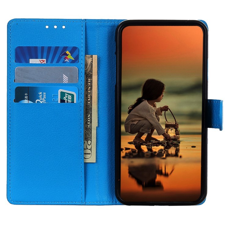 For Google Pixel 7 Pro 5G Anti-scratch Litchi Texture Case PU Leather Wallet Stand Phone Cover - Blue