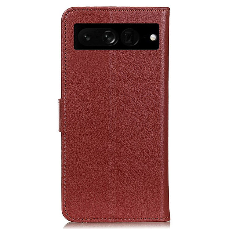 For Google Pixel 7 Pro 5G Anti-scratch Litchi Texture Case PU Leather Wallet Stand Phone Cover - Brown