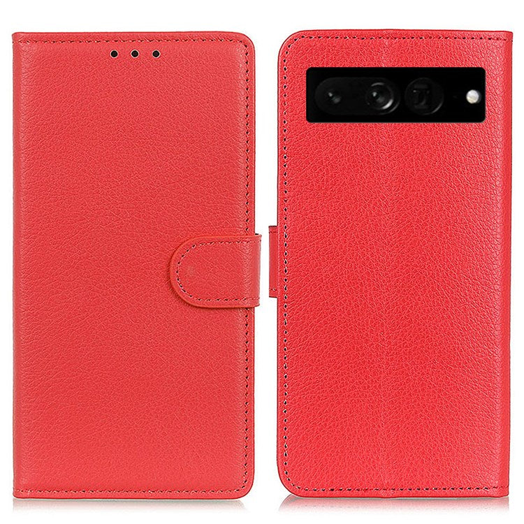 For Google Pixel 7 Pro 5G Anti-scratch Litchi Texture Case PU Leather Wallet Stand Phone Cover - Red