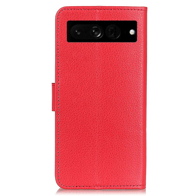 For Google Pixel 7 Pro 5G Anti-scratch Litchi Texture Case PU Leather Wallet Stand Phone Cover - Red