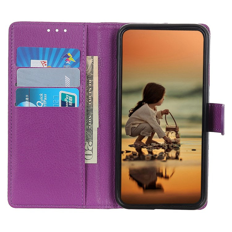 For Google Pixel 7 Pro 5G Anti-scratch Litchi Texture Case PU Leather Wallet Stand Phone Cover - Purple