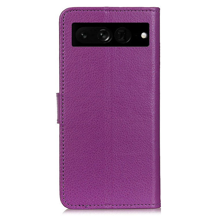 For Google Pixel 7 Pro 5G Anti-scratch Litchi Texture Case PU Leather Wallet Stand Phone Cover - Purple