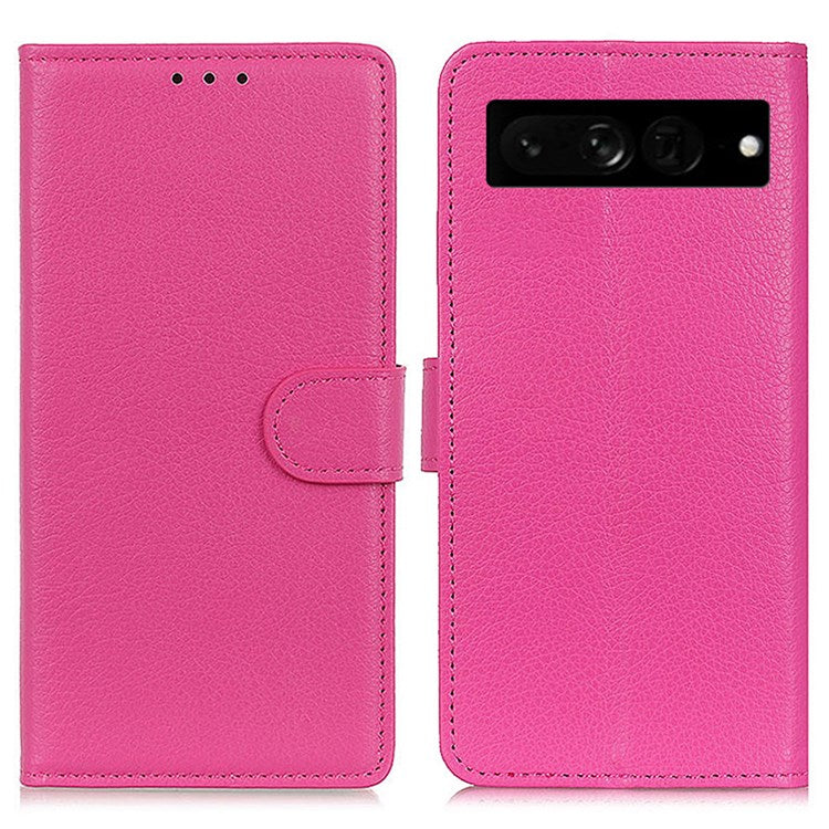 For Google Pixel 7 Pro 5G Anti-scratch Litchi Texture Case PU Leather Wallet Stand Phone Cover - Rose