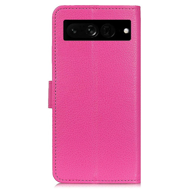 For Google Pixel 7 Pro 5G Anti-scratch Litchi Texture Case PU Leather Wallet Stand Phone Cover - Rose