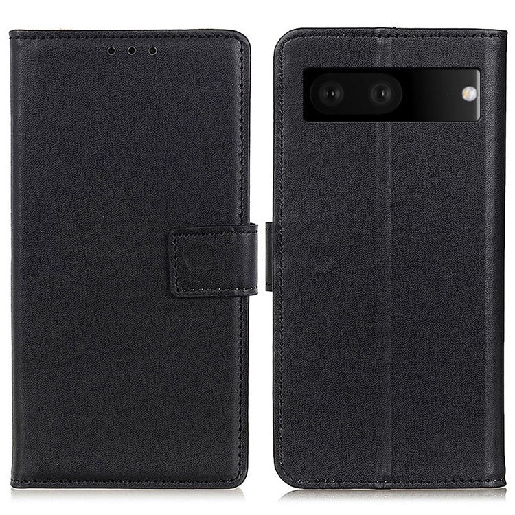 For Google Pixel 7 PU Leather Phone Cover Stand Wallet Inner TPU Flip Case - Black