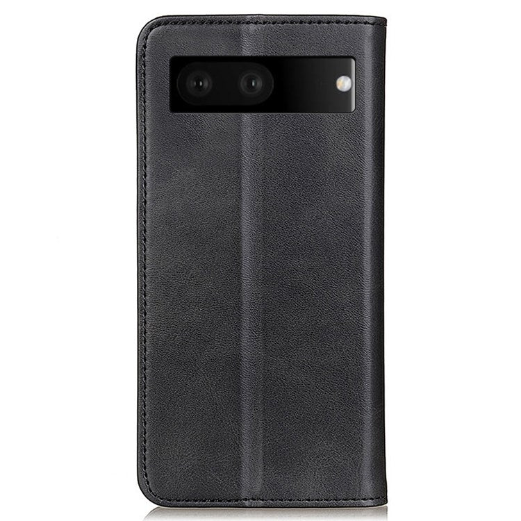 For Google Pixel 7 Split Leather Stand Phone Case Magnetic Auto-absorbed Full Protection Wallet Cover - Black