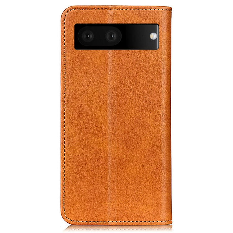 For Google Pixel 7 Split Leather Stand Phone Case Magnetic Auto-absorbed Full Protection Wallet Cover - Brown