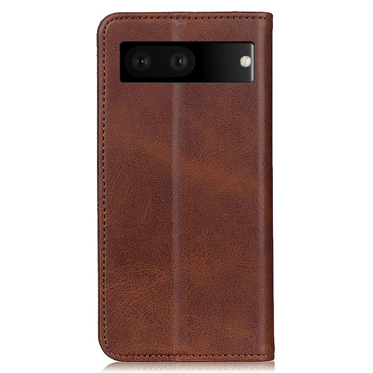 For Google Pixel 7 Split Leather Stand Phone Case Magnetic Auto-absorbed Full Protection Wallet Cover - Coffee