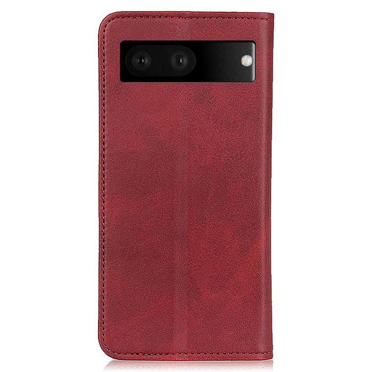 For Google Pixel 7 Split Leather Stand Phone Case Magnetic Auto-absorbed Full Protection Wallet Cover - Red