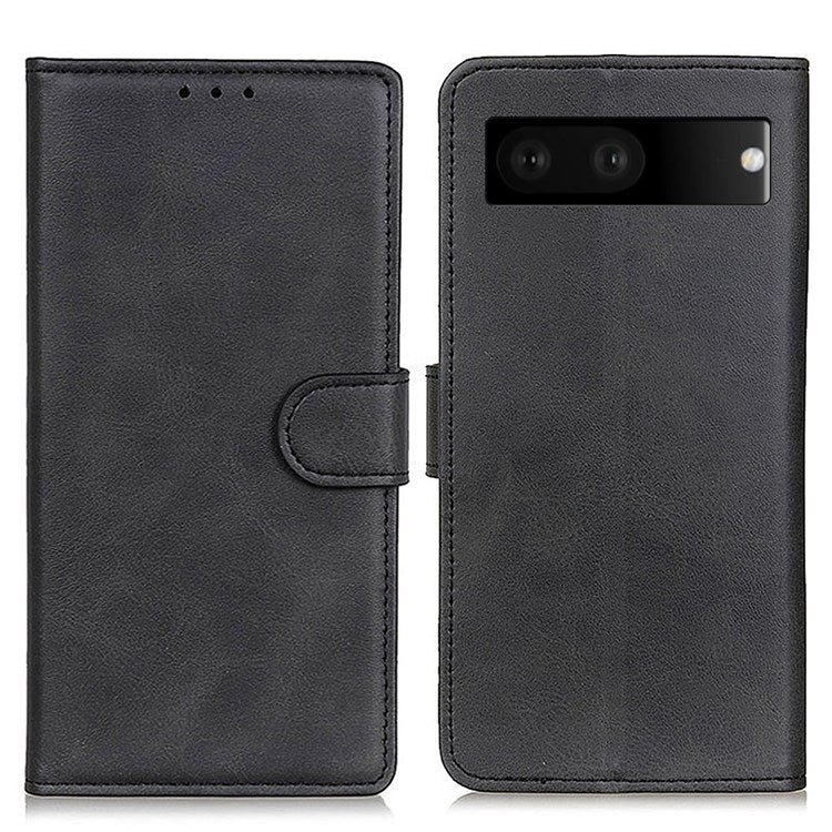 For Google Pixel 7 Foldable Stand Textured PU Leather Wallet Case Magnetic Clasp Phone Cover - Black