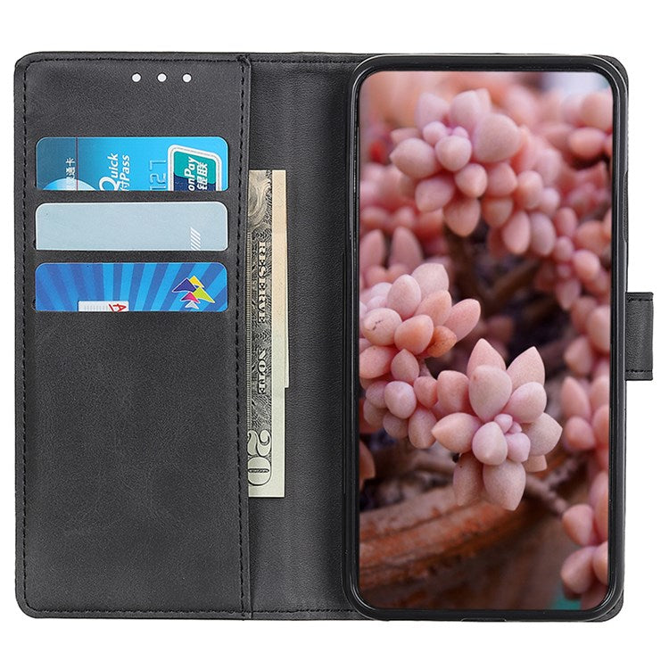 For Google Pixel 7 Foldable Stand Textured PU Leather Wallet Case Magnetic Clasp Phone Cover - Black