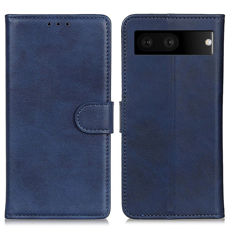 For Google Pixel 7 Foldable Stand Textured PU Leather Wallet Case Magnetic Clasp Phone Cover - Blue