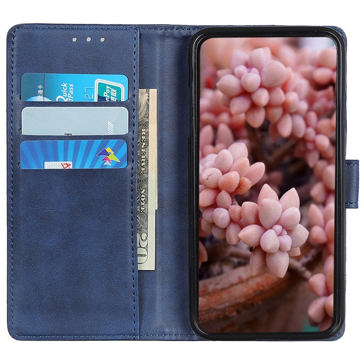 For Google Pixel 7 Foldable Stand Textured PU Leather Wallet Case Magnetic Clasp Phone Cover - Blue