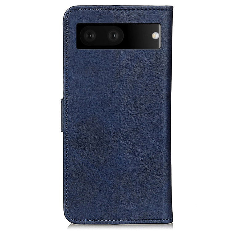 For Google Pixel 7 Foldable Stand Textured PU Leather Wallet Case Magnetic Clasp Phone Cover - Blue