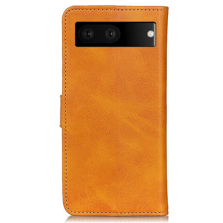 For Google Pixel 7 Foldable Stand Textured PU Leather Wallet Case Magnetic Clasp Phone Cover - Brown