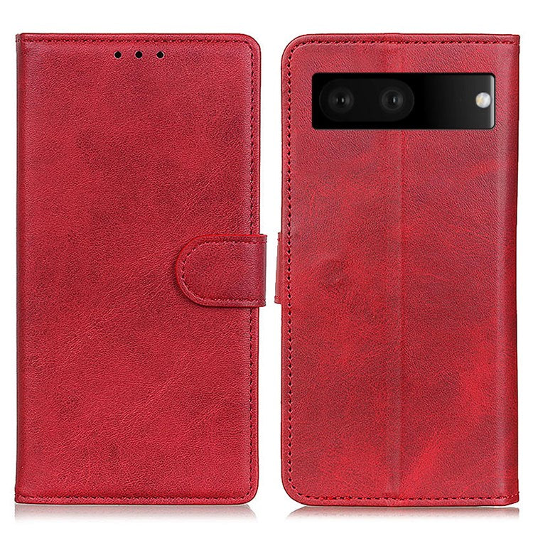 For Google Pixel 7 Foldable Stand Textured PU Leather Wallet Case Magnetic Clasp Phone Cover - Red