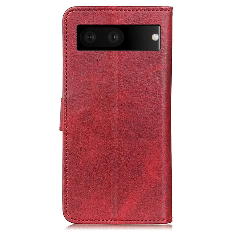 For Google Pixel 7 Foldable Stand Textured PU Leather Wallet Case Magnetic Clasp Phone Cover - Red