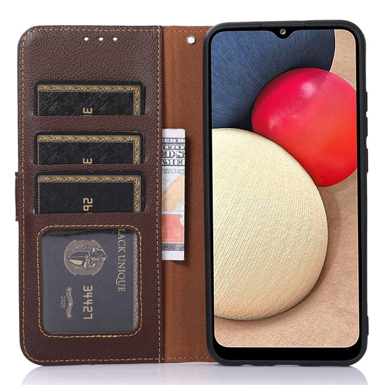 KHAZNEH For Google Pixel 7 RFID Blocking Function Litchi Texture Phone Case PU Leather Stand Wallet Cover - Brown