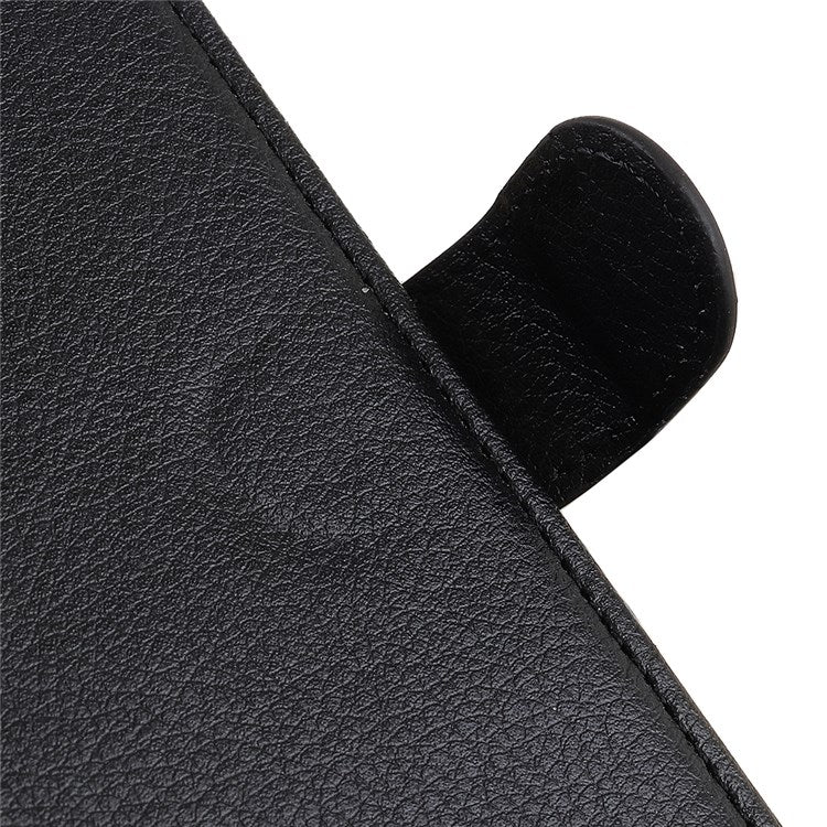 For Google Pixel 7 Litchi Texture PU Leather Folio Flip Case Wallet Viewing Stand Phone Cover - Black