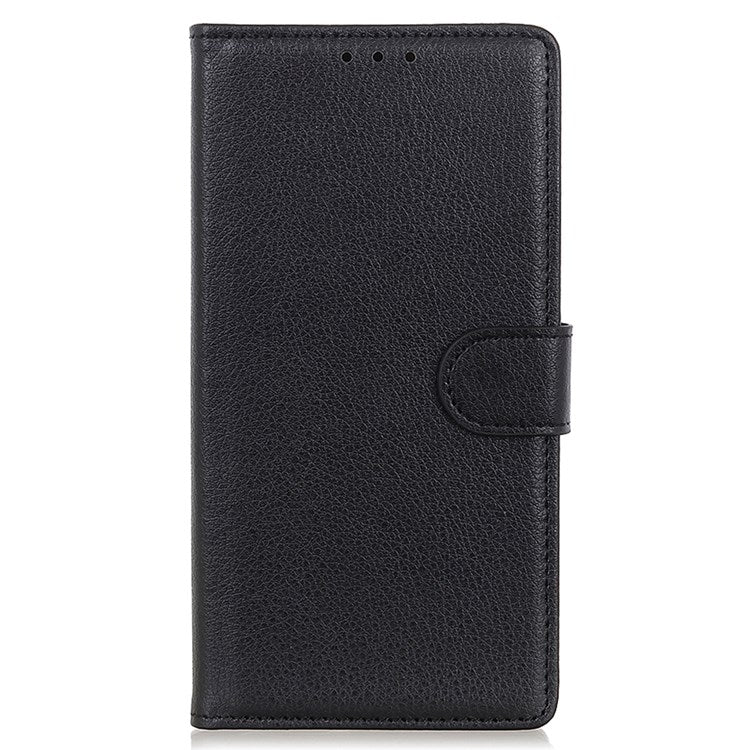 For Google Pixel 7 Litchi Texture PU Leather Folio Flip Case Wallet Viewing Stand Phone Cover - Black